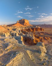 The otherworldly formations of Goblin Valley bathed in the soft
