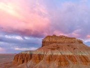 The sky ablaze with color over Goblin Valley